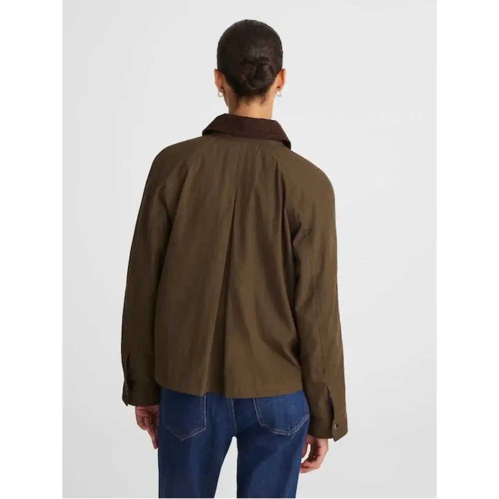 Madewell Waxed Zip-Front Jacket in trench green Size L